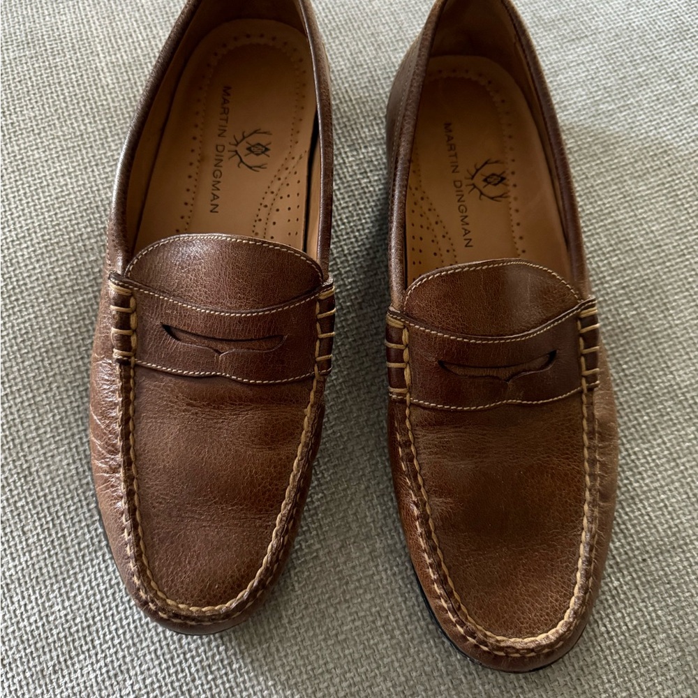 Martin Dingman Tan Leather Slip-Ons